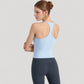 Fitted Square Neck Tank Top with Built-In Bra and Racerback Design for Active and Casual Comfort