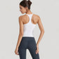 Fitted Square Neck Tank Top with Built-In Bra and Racerback Design for Active and Casual Comfort