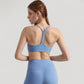 Scoop Neck Sports Bra Top with Adjustable Thin Straps and Seamless Lightweight Fabric