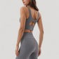 High Neck Longline Sports Bra with Wide Straps and Keyhole Back for Stylish Medium Support