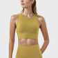 High Neck Longline Sports Bra with Wide Straps and Keyhole Back for Stylish Medium Support