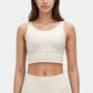 Scoop Neck Longline Sports Bra with Wide Shoulder Straps and Deep V-Back Design
