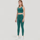 Scoop Neck Longline Sports Bra with Wide Shoulder Straps and Deep V-Back Design