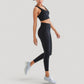 Strappy V Neck Sports Bra Top with Wide Shoulder Bands and Soft Stretch Fabric