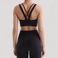 Strappy V Neck Sports Bra Top with Wide Shoulder Bands and Soft Stretch Fabric