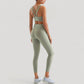 Strappy V Neck Sports Bra Top with Wide Shoulder Bands and Soft Stretch Fabric