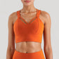Strappy V Neck Sports Bra Top with Wide Shoulder Bands and Soft Stretch Fabric
