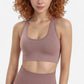 Seamless Racerback Sports Bra with Ribbed Hem and Scoop Neckline for Medium Support