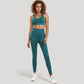 Seamless Racerback Sports Bra with Ribbed Hem and Scoop Neckline for Medium Support
