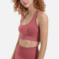 Seamless Racerback Sports Bra with Ribbed Hem and Scoop Neckline for Medium Support
