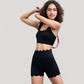 Scalloped Edge Sports Bra Top with Wide Straps and Soft Stretch Fabric