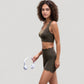 Scalloped Edge Sports Bra Top with Wide Straps and Soft Stretch Fabric