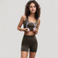 Scalloped Edge Sports Bra Top with Wide Straps and Soft Stretch Fabric