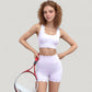 Scalloped Edge Sports Bra Top with Wide Straps and Soft Stretch Fabric