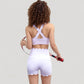 Scalloped Edge Sports Bra Top with Wide Straps and Soft Stretch Fabric