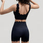 Scalloped High Waist Athletic Shorts with Soft Stretch Fabric and Seamless Waistband