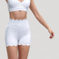 Scalloped High Waist Athletic Shorts with Soft Stretch Fabric and Seamless Waistband