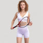 Scalloped High Waist Athletic Shorts with Soft Stretch Fabric and Seamless Waistband