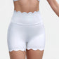 Scalloped High Waist Athletic Shorts with Soft Stretch Fabric and Seamless Waistband