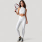 High Neck Scallop Edge Sports Bra with Sleeveless Cut and Stylish Back Detailing for Light Activity