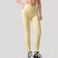 High Waist Crossover Leggings with V-Waistband and Full-Length Stretch Fit for Active or Casual Wear