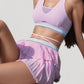 Athletic Pleated Mini Skirt with Double Layer Mesh Design and Contrast Waistband