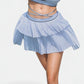 Athletic Pleated Mini Skirt with Double Layer Mesh Design and Contrast Waistband