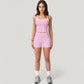 Square Neck Cropped Active Tank with Contrast Trim and Built-In Bra for Light Support