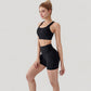 Wide Strap Square Neck Sports Bra Top with Sculpted Seam Detail and Cropped Fit