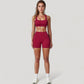 Wide Strap Square Neck Sports Bra Top with Sculpted Seam Detail and Cropped Fit