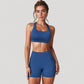 Wide Strap Square Neck Sports Bra Top with Sculpted Seam Detail and Cropped Fit