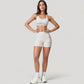 Wide Strap Square Neck Sports Bra Top with Sculpted Seam Detail and Cropped Fit