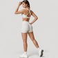 Wide Strap Square Neck Sports Bra Top with Sculpted Seam Detail and Cropped Fit