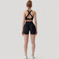 High Waist Compression Athletic Shorts with Supportive Stretch Fit and Streamlined Seams