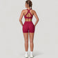 High Waist Compression Athletic Shorts with Supportive Stretch Fit and Streamlined Seams