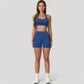High Waist Compression Athletic Shorts with Supportive Stretch Fit and Streamlined Seams