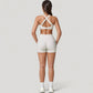 High Waist Compression Athletic Shorts with Supportive Stretch Fit and Streamlined Seams