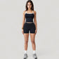 High Waist Athletic Shorts with Stretch Fabric and Contour Fit Waistband
