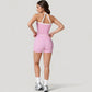 High Waist Athletic Shorts with Stretch Fabric and Contour Fit Waistband