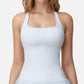 Square Neck Active Tank Top with Built-In Bra and Racerback Design for Comfort and Movement
