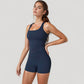 Square Neck Active Tank Top with Built-In Bra and Racerback Design for Comfort and Movement