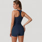 Square Neck Active Tank Top with Built-In Bra and Racerback Design for Comfort and Movement