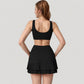 High Neck Crop Top with Scallop Trim Sleeveless Design and Seamless Finish Matching High Waist Leggings