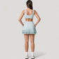 High Neck Crop Top with Scallop Trim Sleeveless Design and Seamless Finish Matching High Waist Leggings