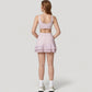 High Neck Crop Top with Scallop Trim Sleeveless Design and Seamless Finish Matching High Waist Leggings