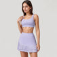 High Neck Crop Top with Scallop Trim Sleeveless Design and Seamless Finish Matching High Waist Leggings