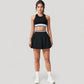 High Neck Crop Top with Contrast Stripe Hem and Fitted Athletic Design