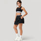 High Neck Crop Top with Contrast Stripe Hem and Fitted Athletic Design