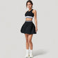 High Neck Crop Top with Contrast Stripe Hem and Fitted Athletic Design