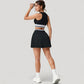 High Neck Crop Top with Contrast Stripe Hem and Fitted Athletic Design